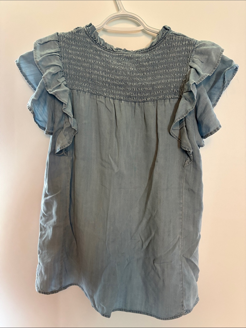 Light Blue Ruffle Sleeve Shirt - Picture 3 of 4